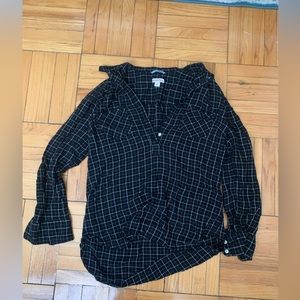 Black casual button up flannel